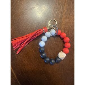 Handmade Elastic Bangle Bracelet Wristlet Keychain Red Black NEW